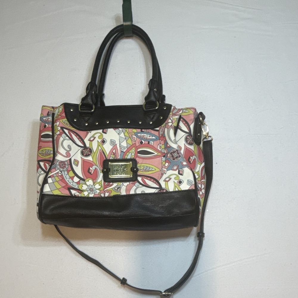 Nicole by Nicole Miller Floral Satchel Top Handle Bag, Detachable Strap, Large